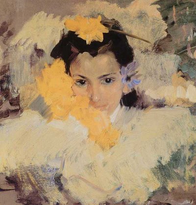 Girl with Flowers by Joaquín Sorolla